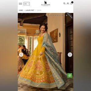 Ali Xeeshan Pakistani Designer yellow peshwas with churidar and dupatta